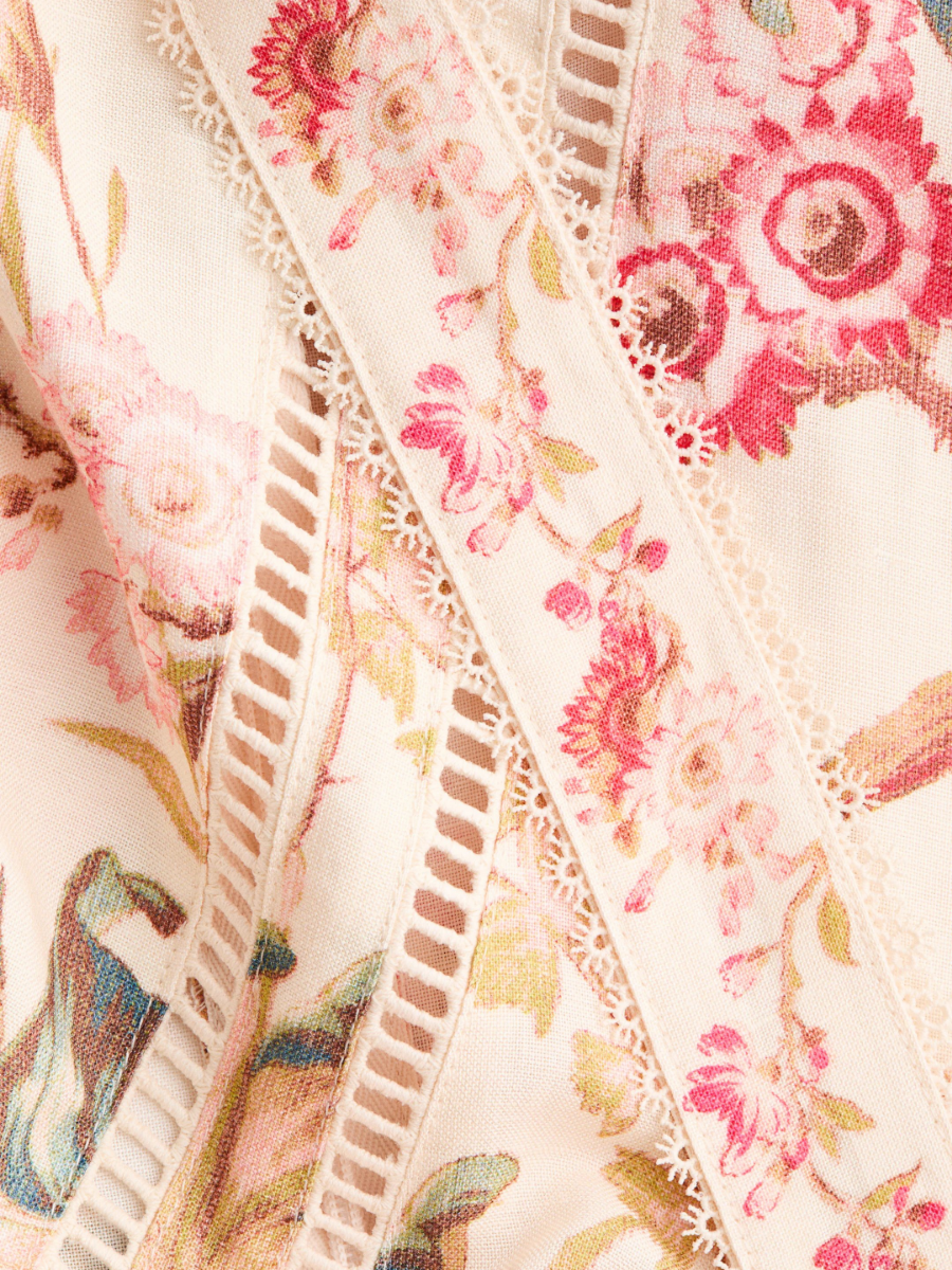 Blush Floral Corset Midi Dress
