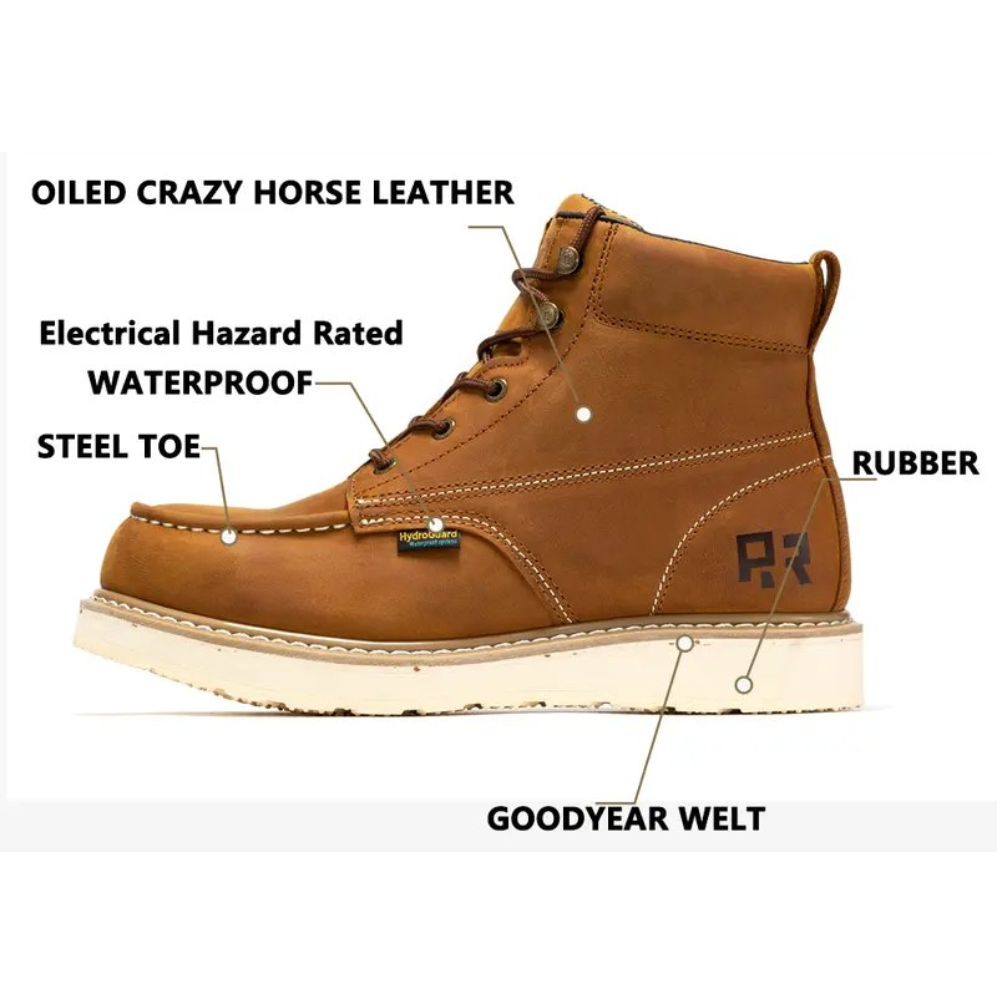 Men's 6-Inch Waterproof Moc Toe Work Boots