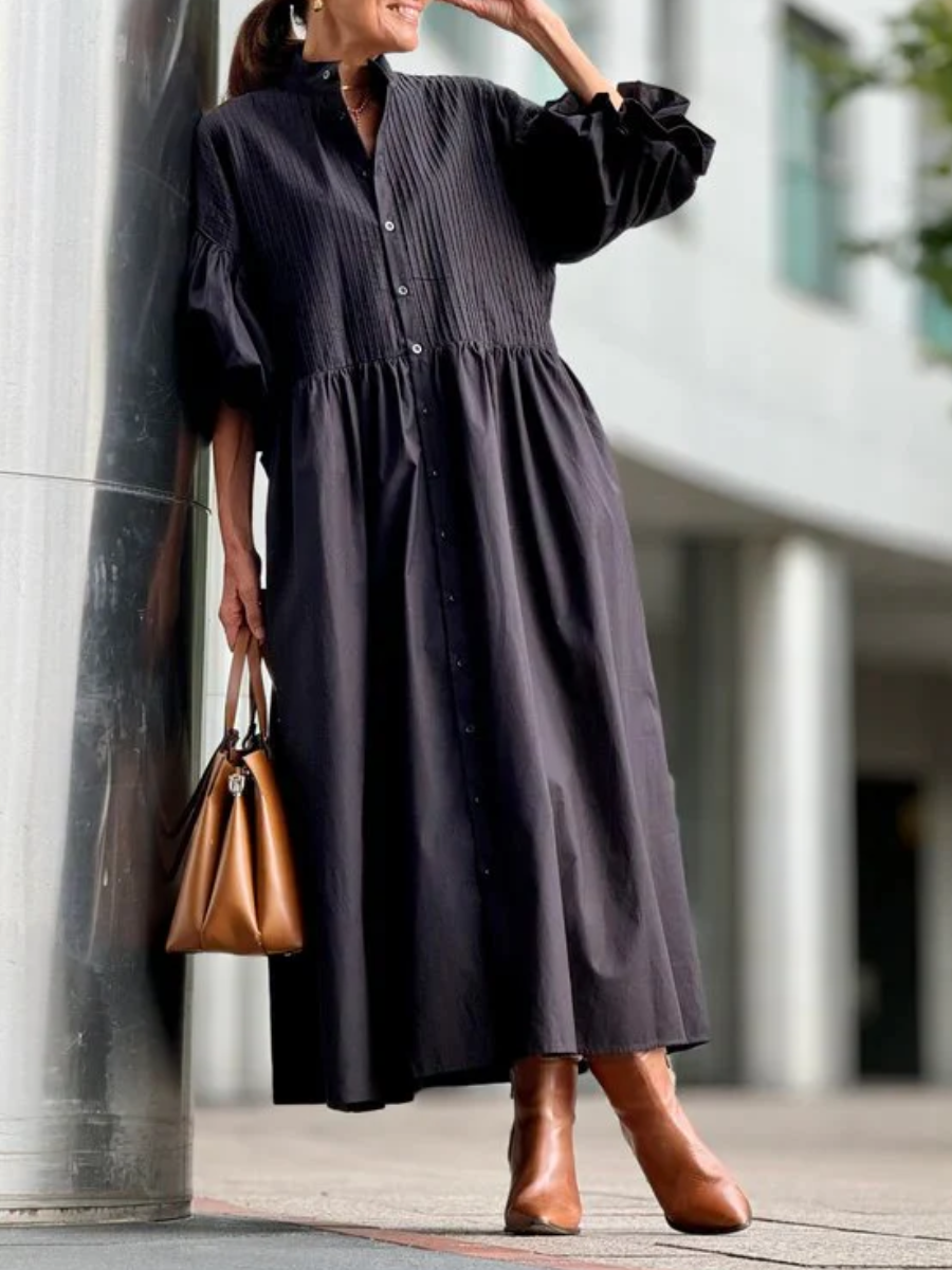Relaxed Button-Down Midi Dress