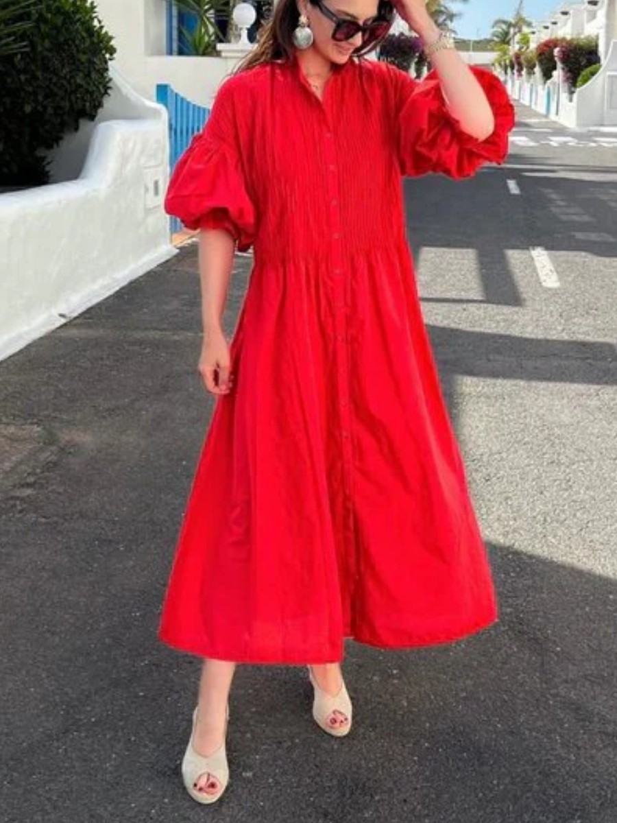 Relaxed Button-Down Midi Dress