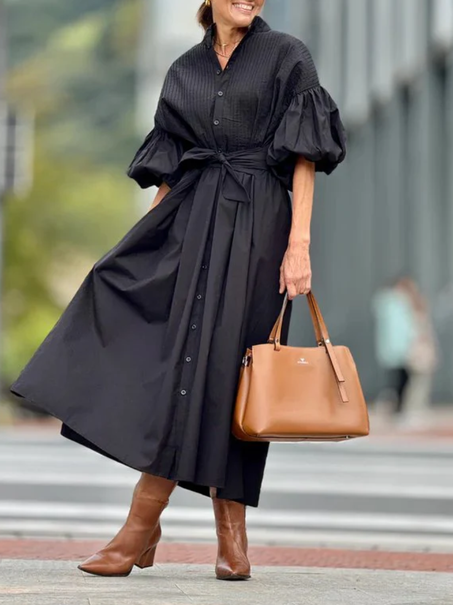 Relaxed Button-Down Midi Dress
