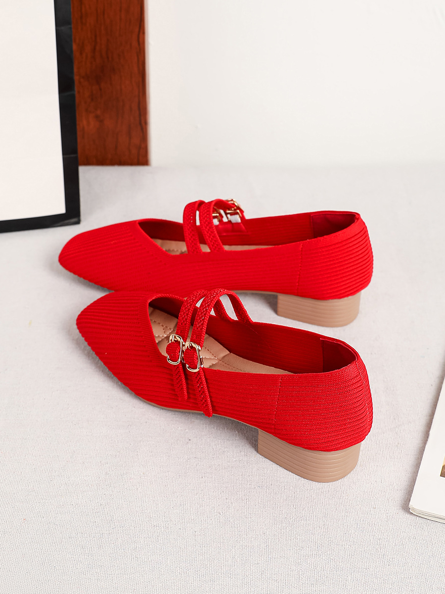 Retro Knitted Mary Jane Flats for Women | Square Toe Breathable Comfort Shoes