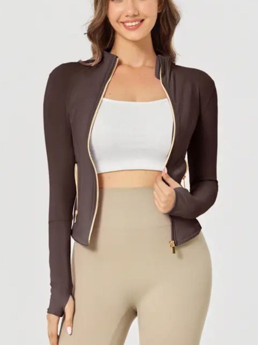 Sculpting BBL Zip Jacket – Gold Tone With Pockets