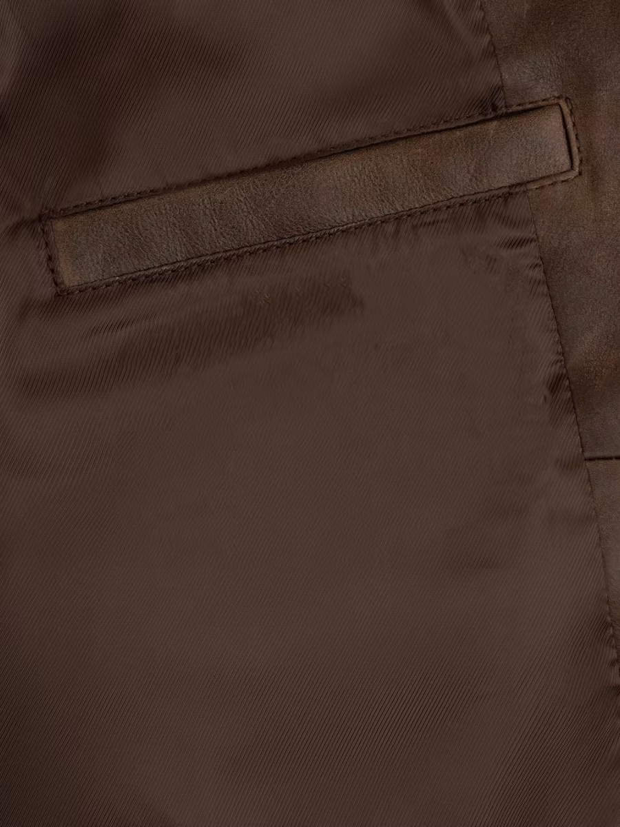 Vintage Brown Leather Bomber Jacket