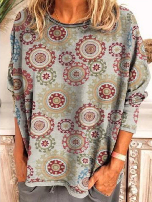 Boho Medallion Print Relaxed-Fit Top