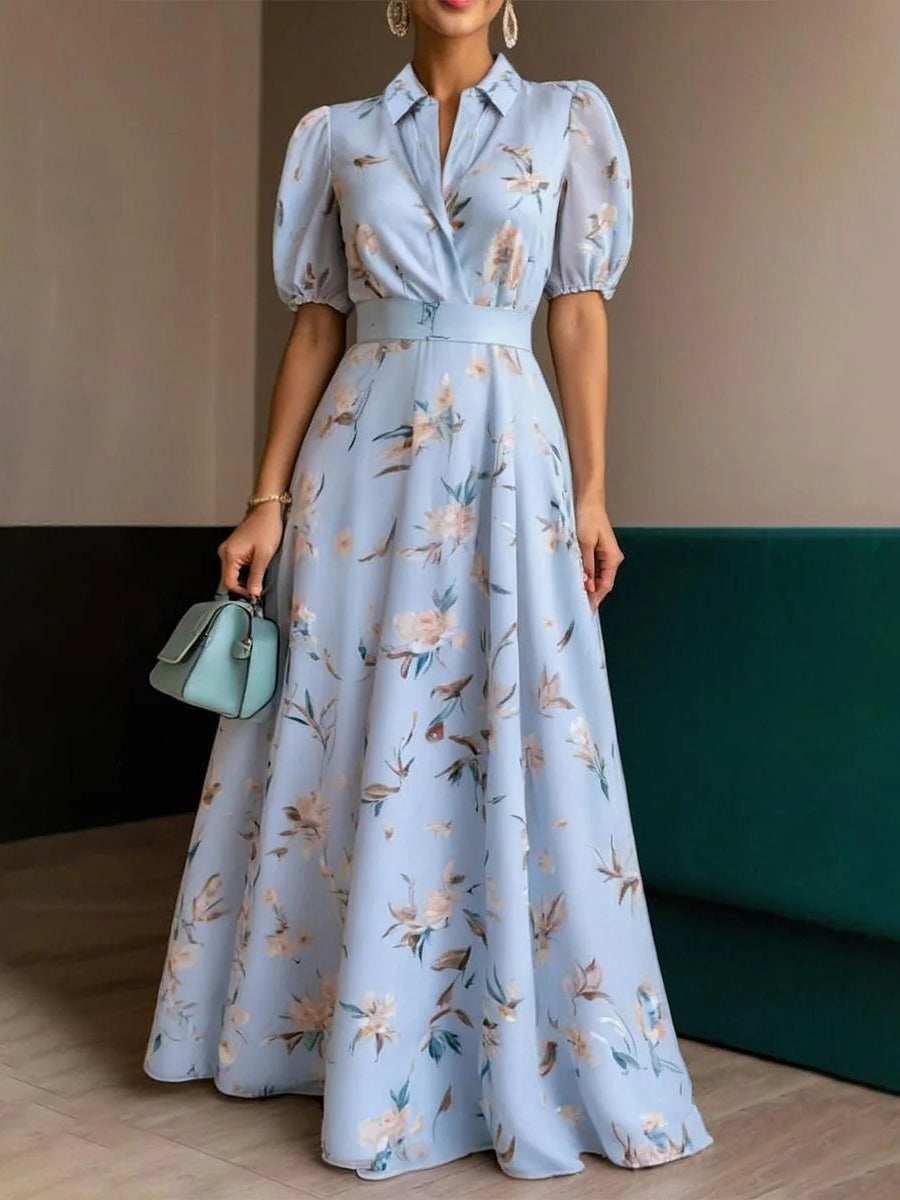 Breezy Floral Print Collared Maxi Dress