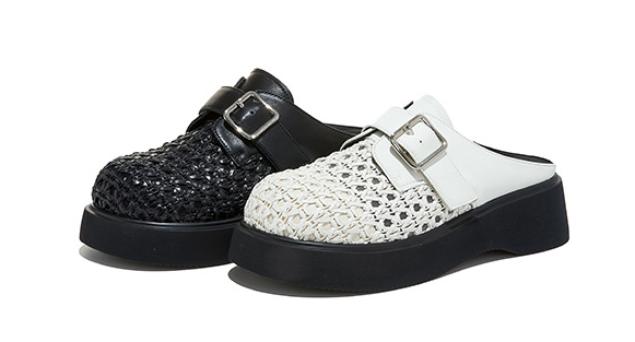 Lace Crochet Platform Mules | Buckle Strap Slip-On Wedge Clogs