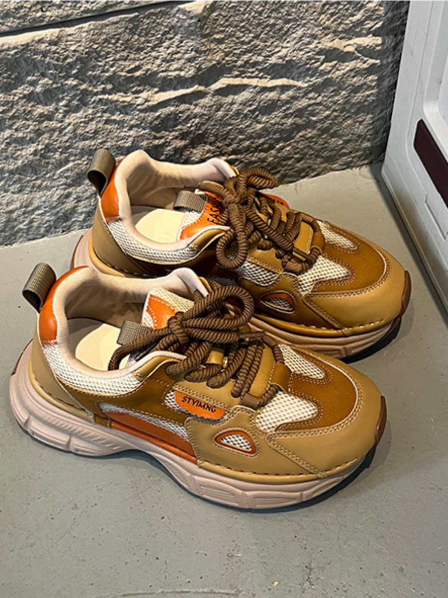 Retro Colorblock Chunky Sneakers | Platform Dad Shoes for Women