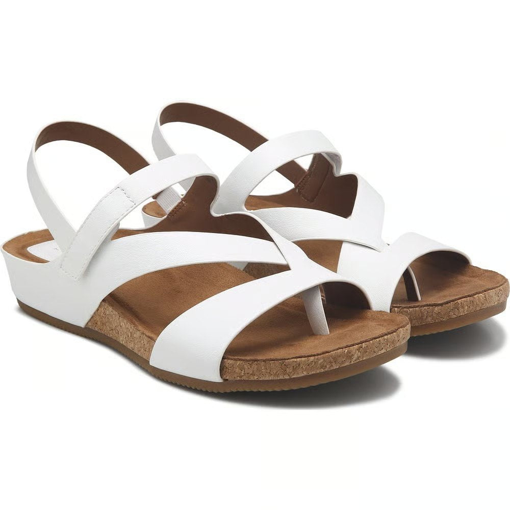 White Strappy Cork Wedge Sandals | Comfortable Footbed Sandal