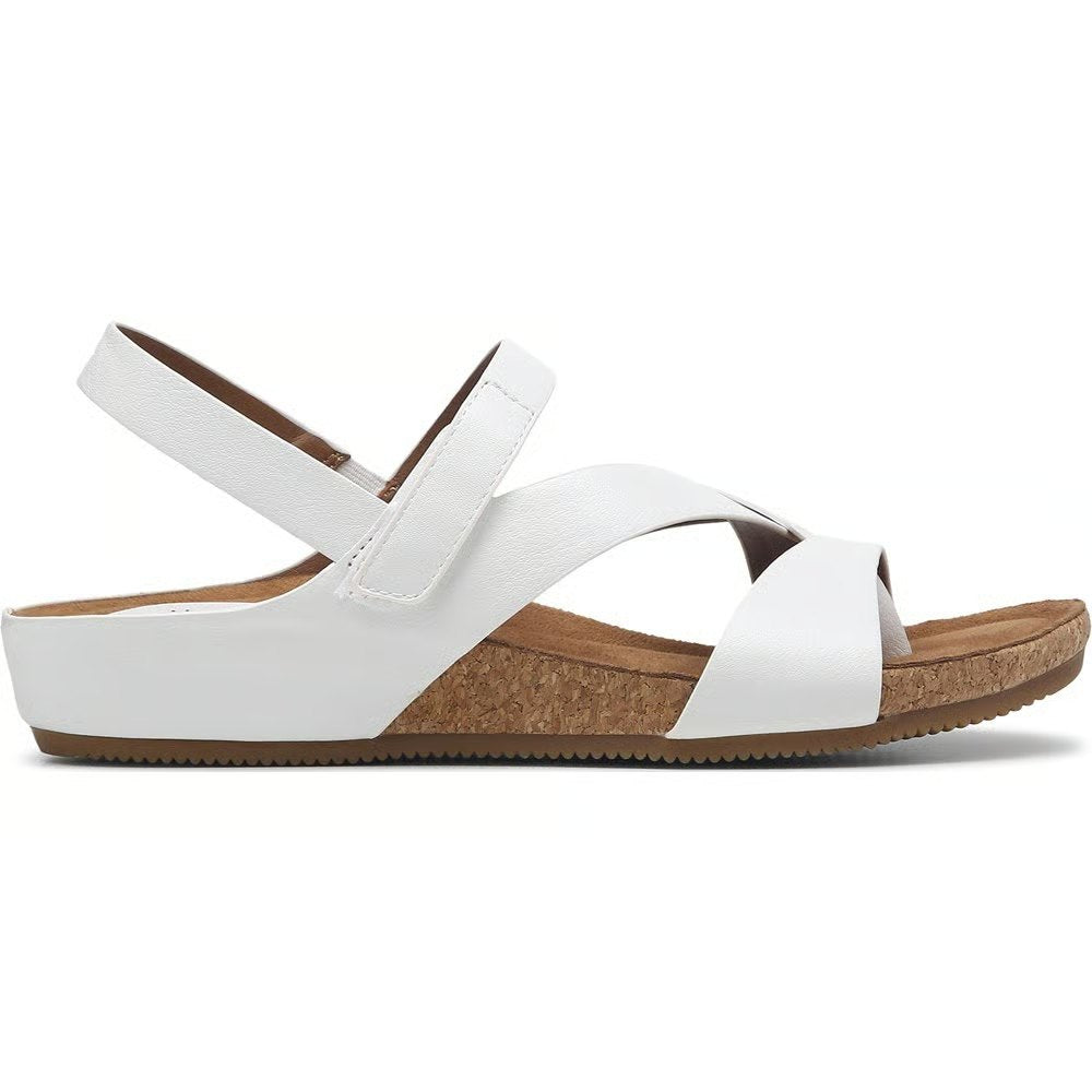 White Strappy Cork Wedge Sandals | Comfortable Footbed Sandal