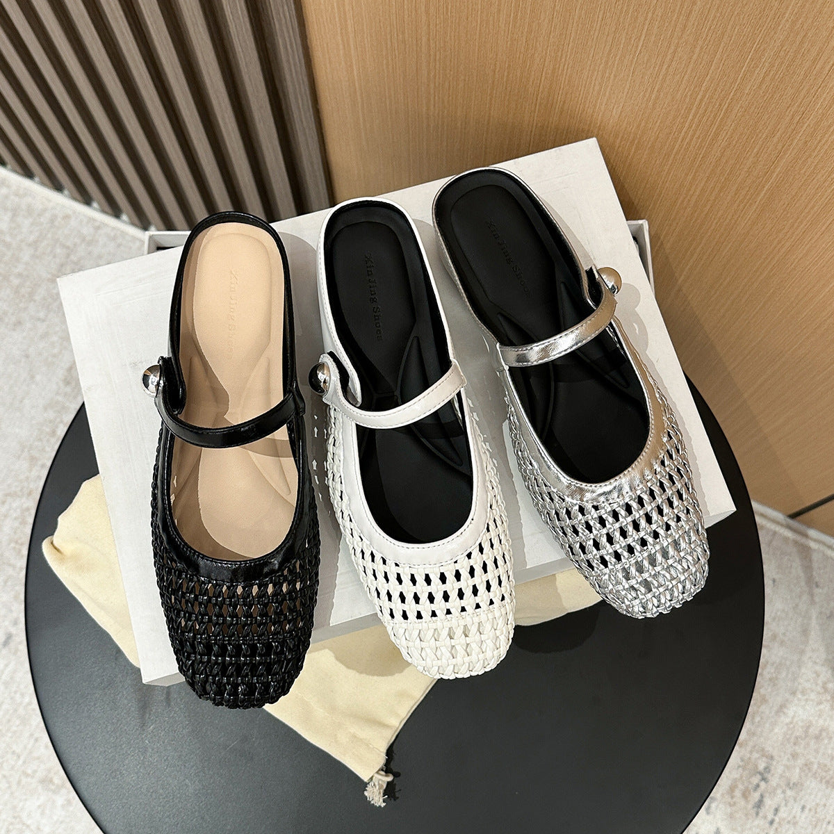 Woven Square-Toe Mary Jane Mules | Breathable Summer Flats