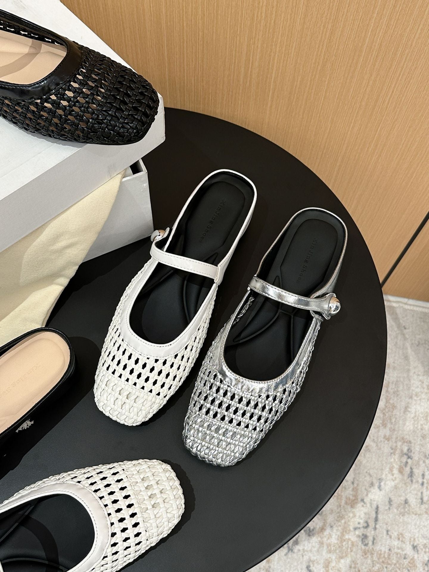 Woven Square-Toe Mary Jane Mules | Breathable Summer Flats