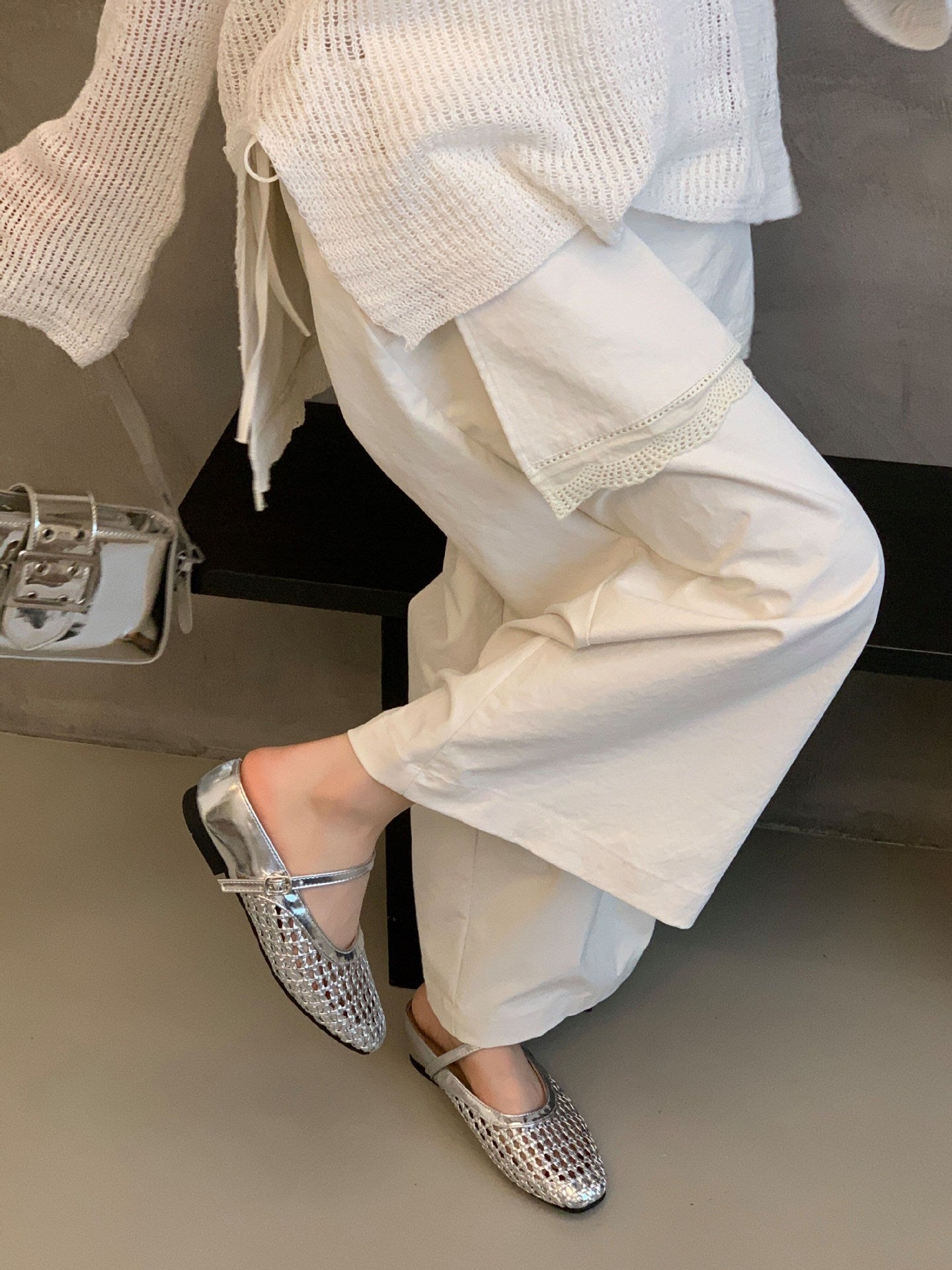 Woven Square-Toe Mary Jane Mules | Breathable Low-Heel Summer Flats