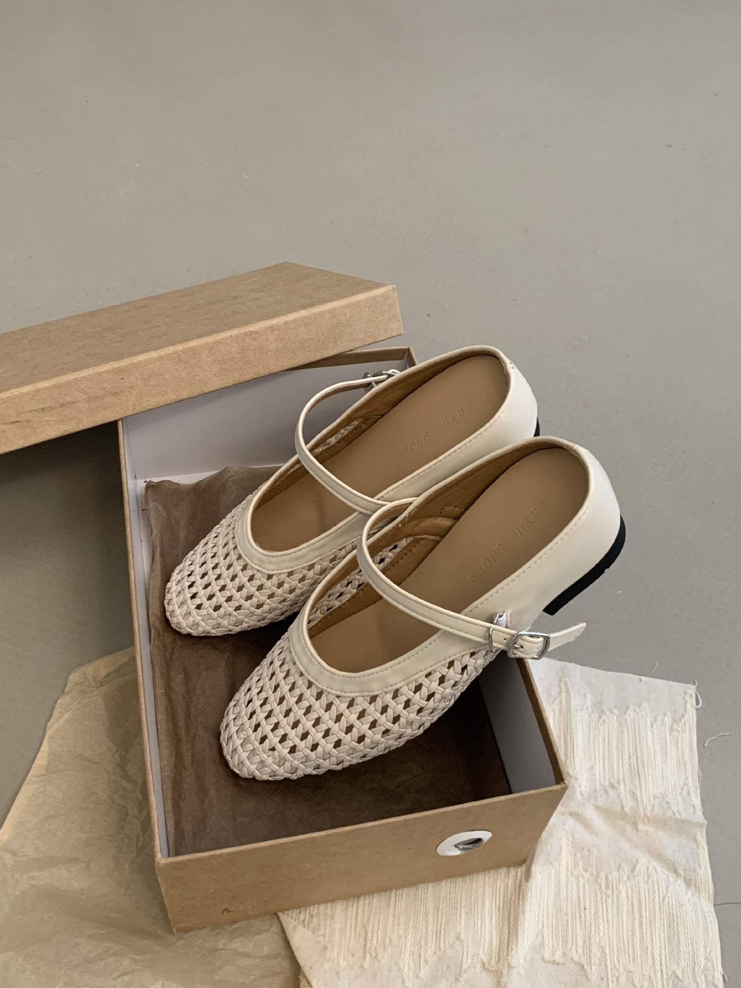 Woven Square-Toe Mary Jane Mules | Breathable Low-Heel Summer Flats