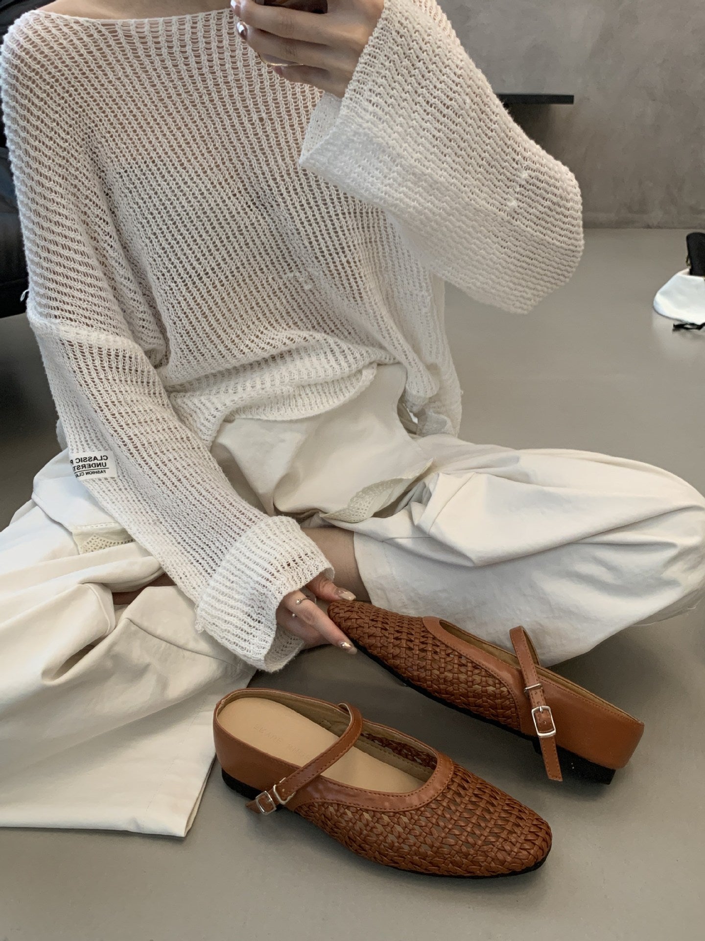 Woven Square-Toe Mary Jane Mules | Breathable Low-Heel Summer Flats