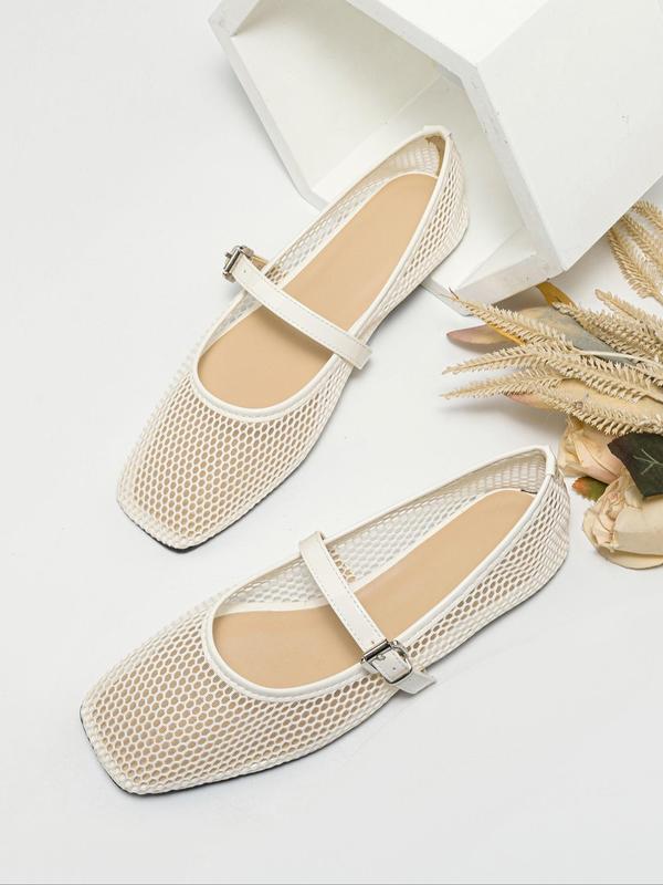 Mesh Square-Toe Mary Jane Flats | Breathable Summer Ballet Flats