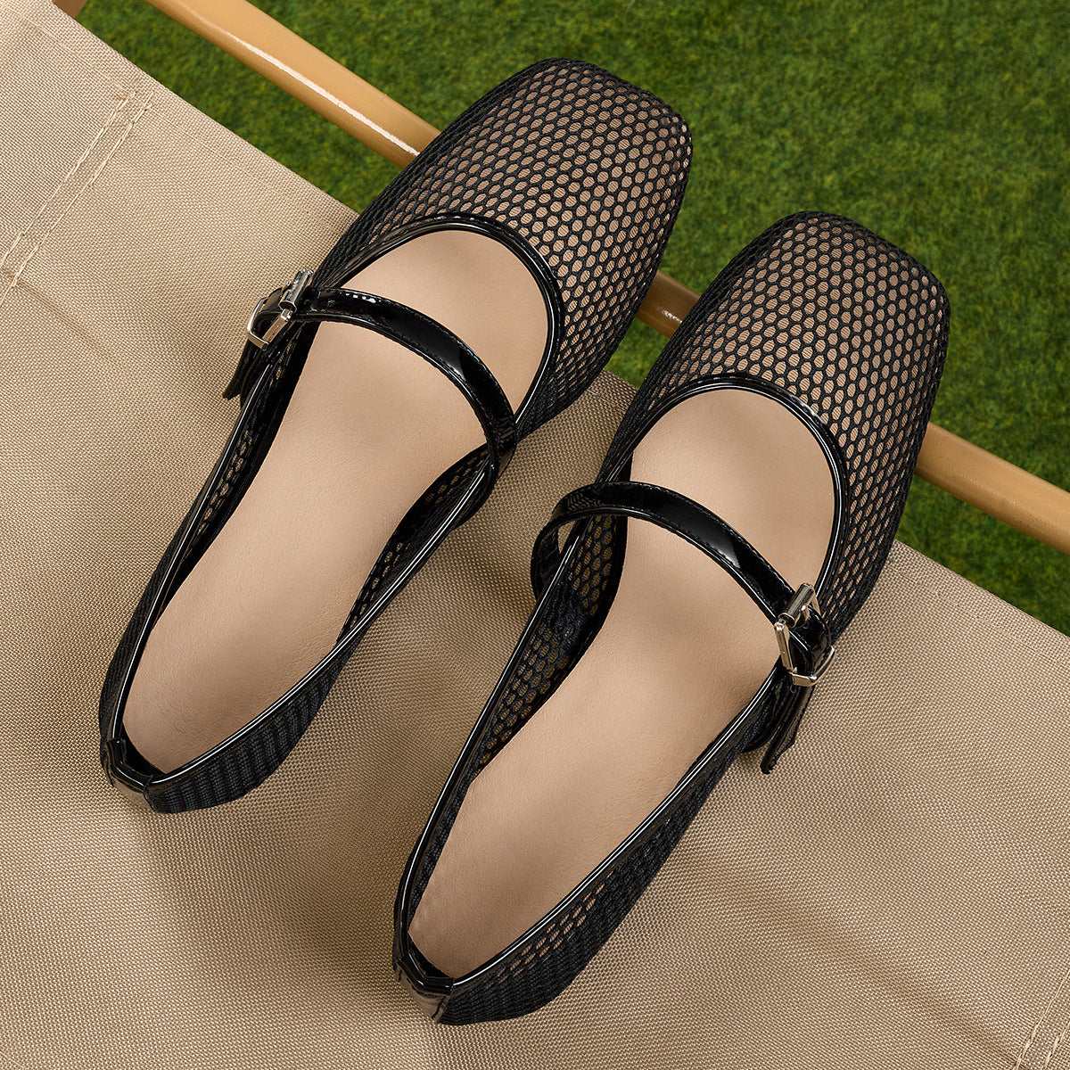Mesh Square-Toe Mary Jane Flats | Breathable Summer Ballet Flats