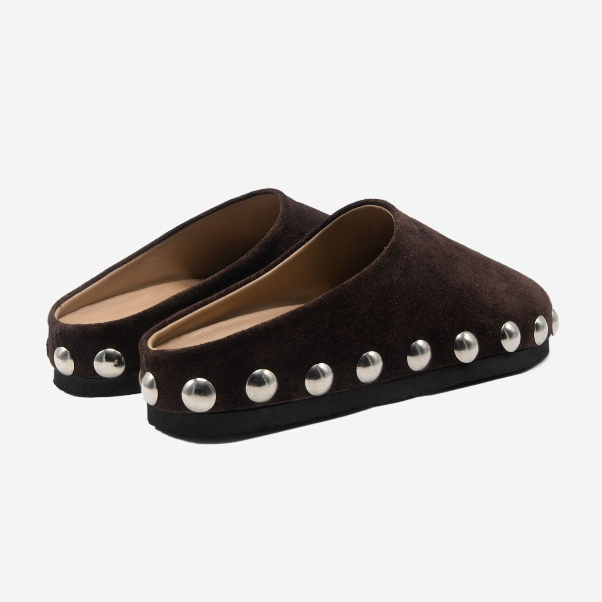 Suede Studded Mules | Backless Slip-Ons for Women