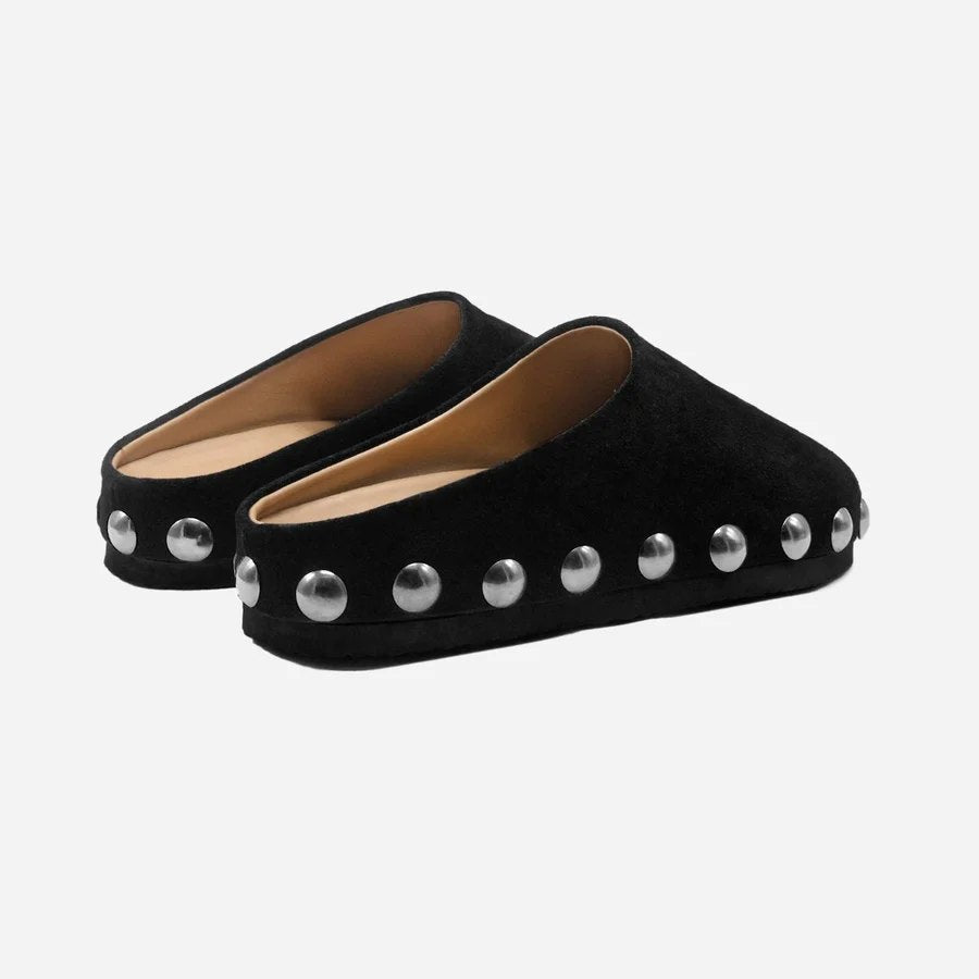 Suede Studded Mules | Backless Slip-Ons for Women