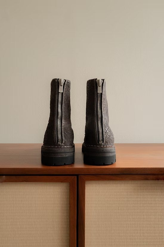 Men's Distressed Bison Leather Lace-Up Work Boots