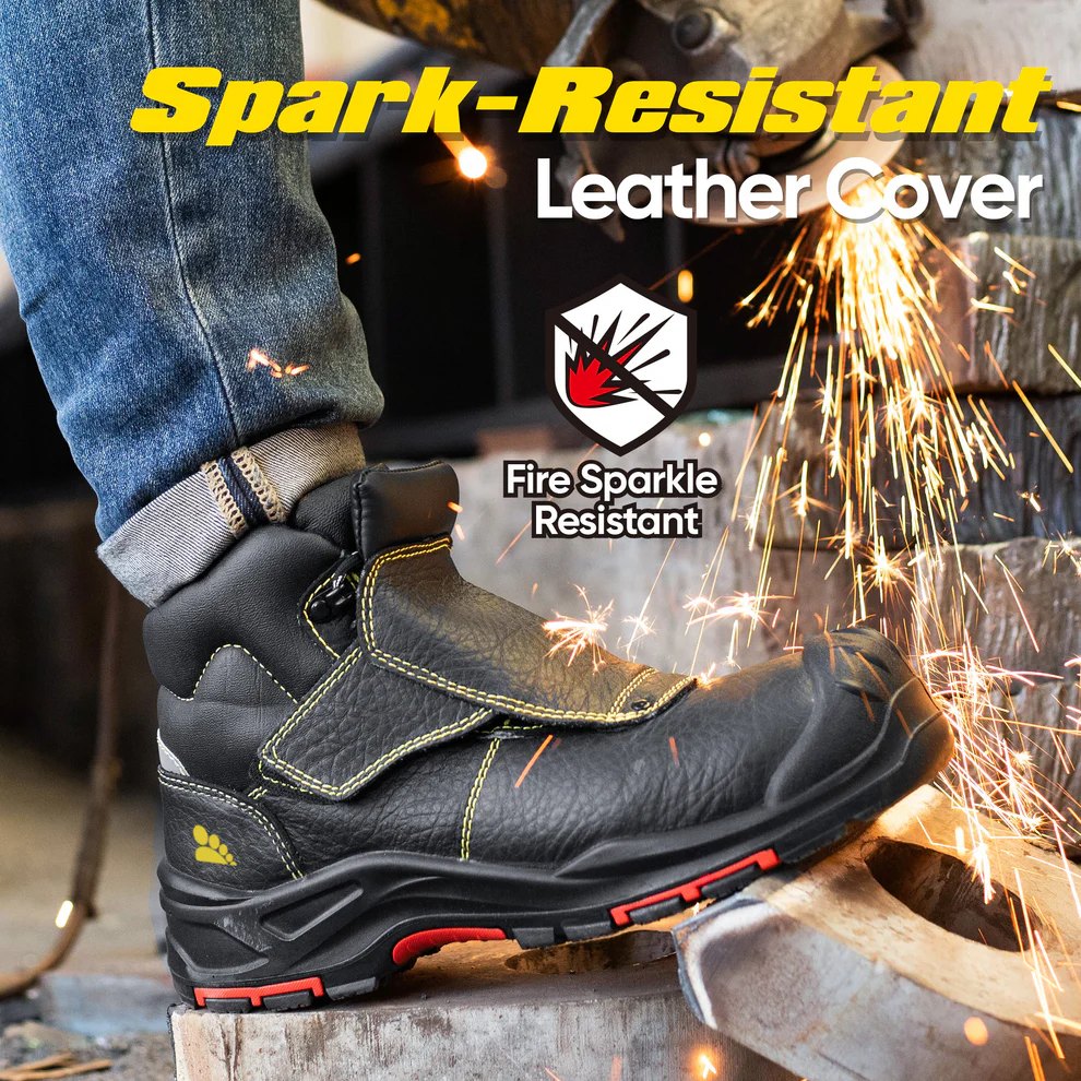 Welding Work Boots – Spark-Resistant Leather Cover, Composite Toe & Kevlar
