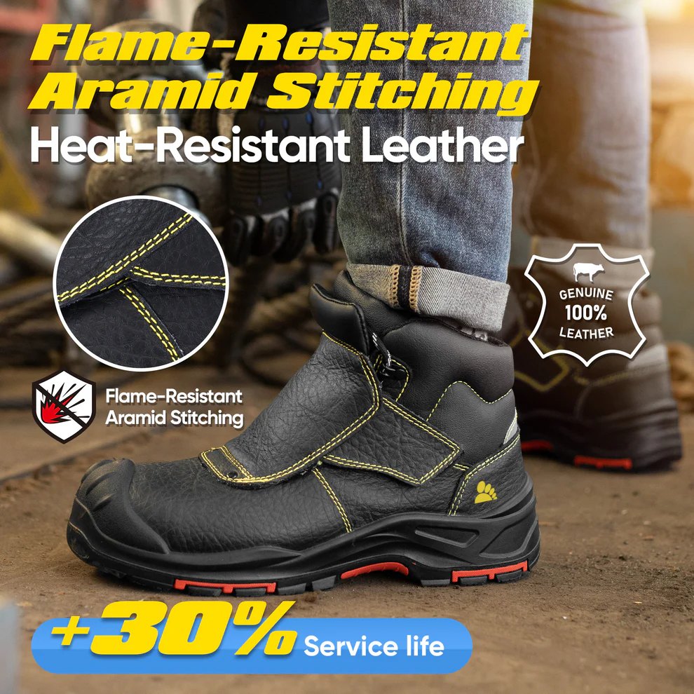 Welding Work Boots – Spark-Resistant Leather Cover, Composite Toe & Kevlar
