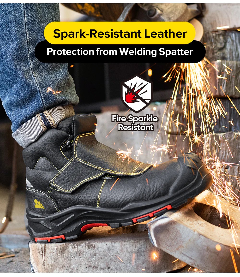 Welding Work Boots – Spark-Resistant Leather Cover, Composite Toe & Kevlar