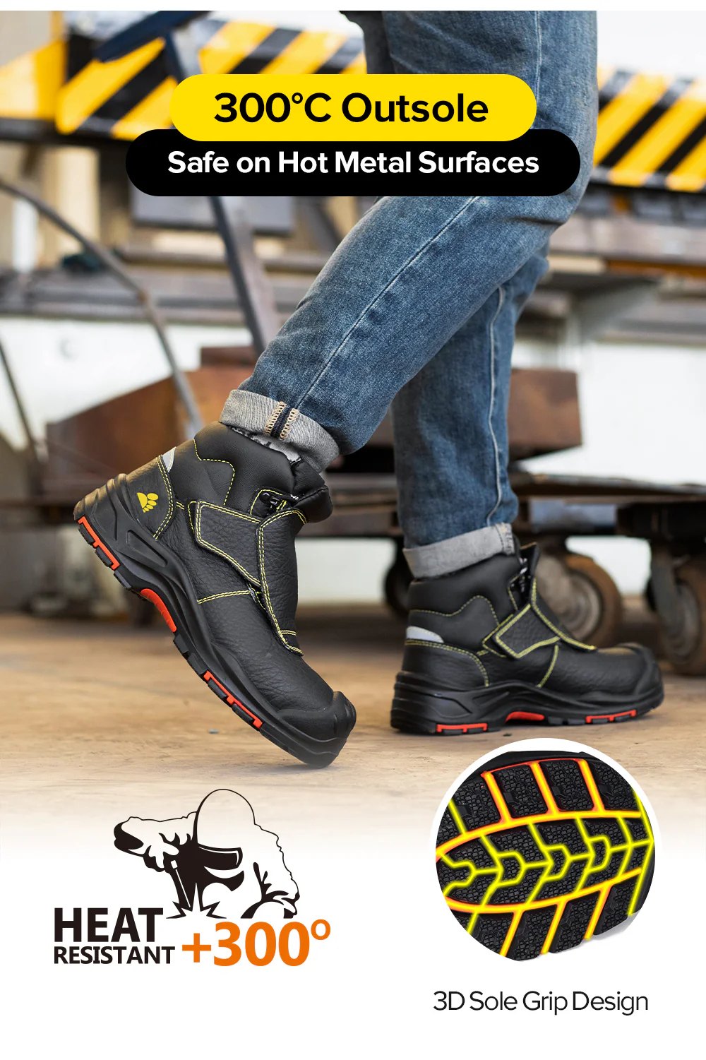 Welding Work Boots – Spark-Resistant Leather Cover, Composite Toe & Kevlar