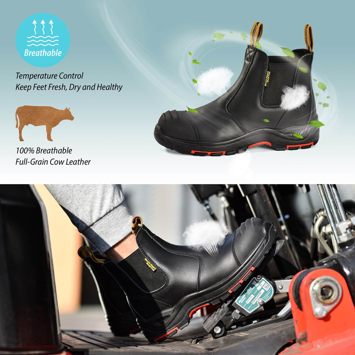 Men's Steel Toe Chelsea Work Boots | Slip-On Safety Boots for Construction & Warehouse