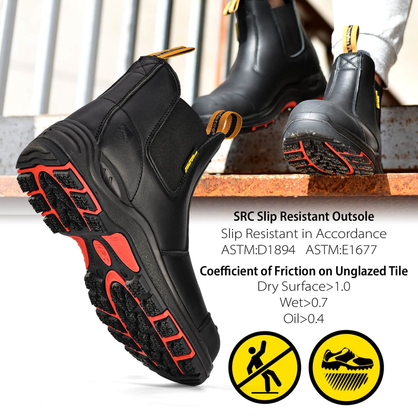 Men's Steel Toe Chelsea Work Boots | Slip-On Safety Boots for Construction & Warehouse