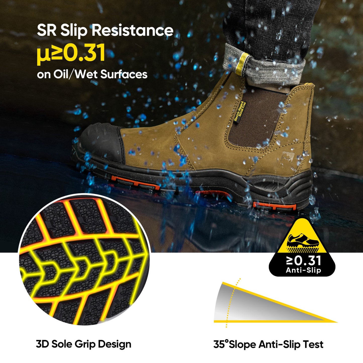 Composite Toe Chelsea Work Boots – 18kV EH Rated