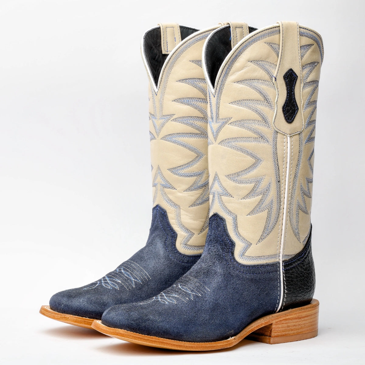Blue Jean Rough-Out Western Boots, Square Toe Full