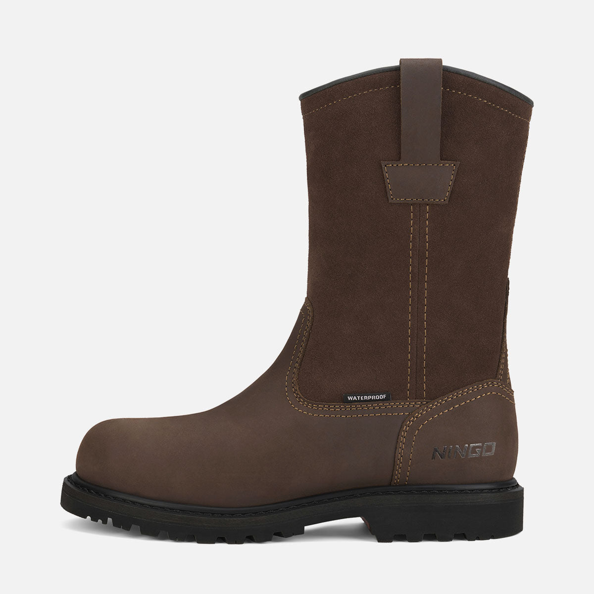 Men's Waterproof Wellington Work Boots, 10-Inch Pull-On Safety Boots with Composite Toe