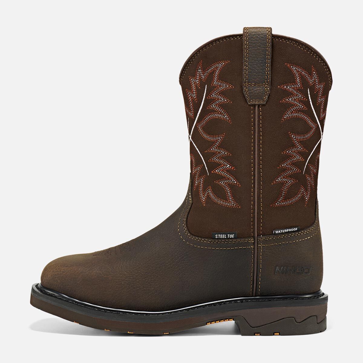Men’s Western Waterproof Steel Toe Work Boots, 11-Inch Leather Cowboy Work Boots