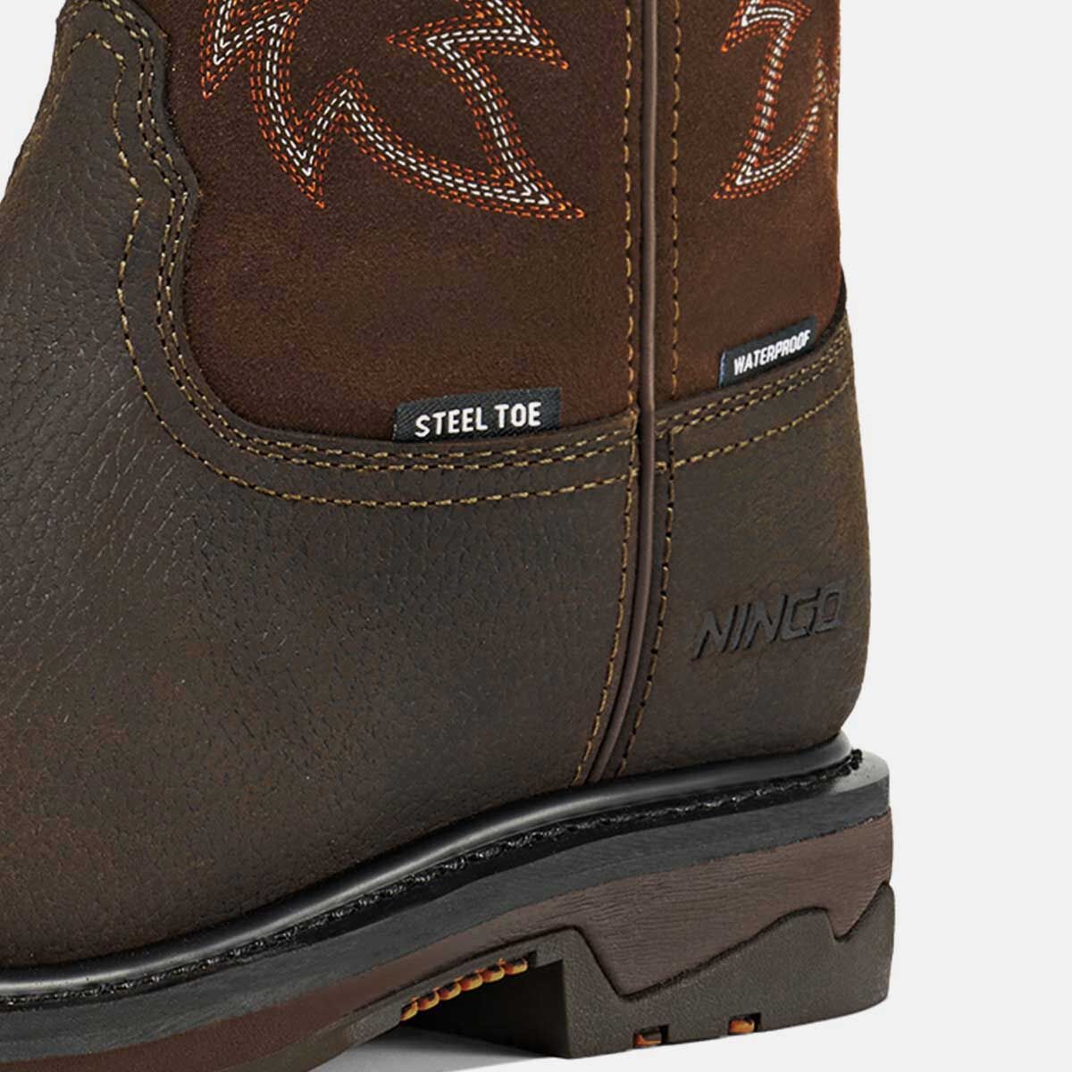 Men’s Western Waterproof Steel Toe Work Boots, 11-Inch Leather Cowboy Work Boots