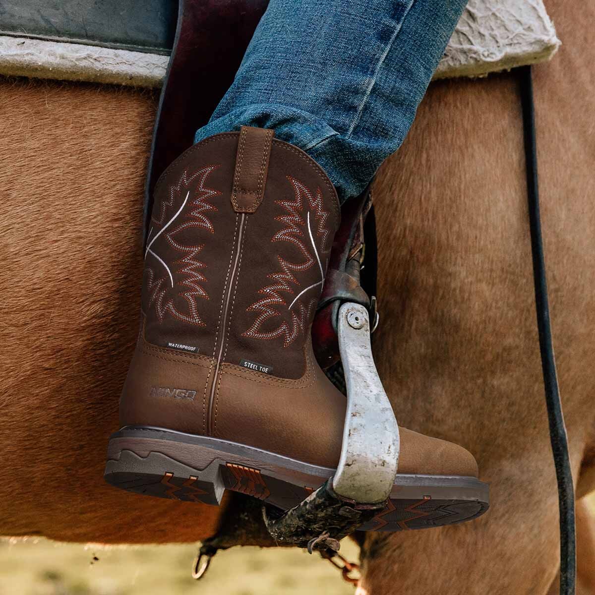 Men’s Western Waterproof Steel Toe Work Boots, 11-Inch Leather Cowboy Work Boots