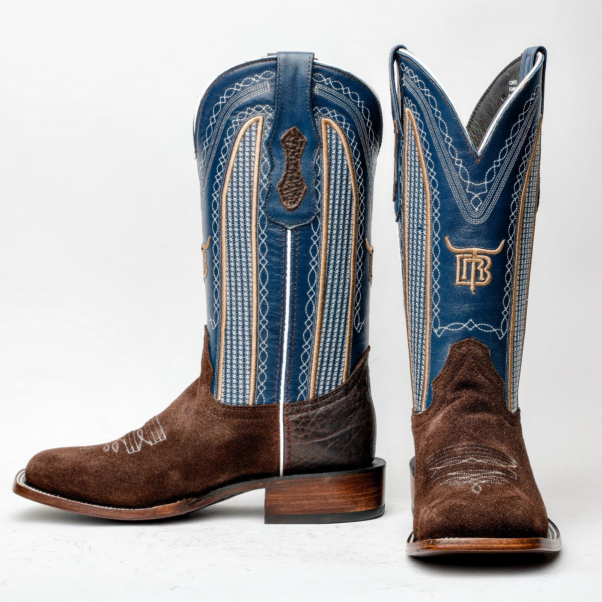 Men’s Chocolate Brown Rough-Out Western Boots, Square Toe Leather Cowboy Boots