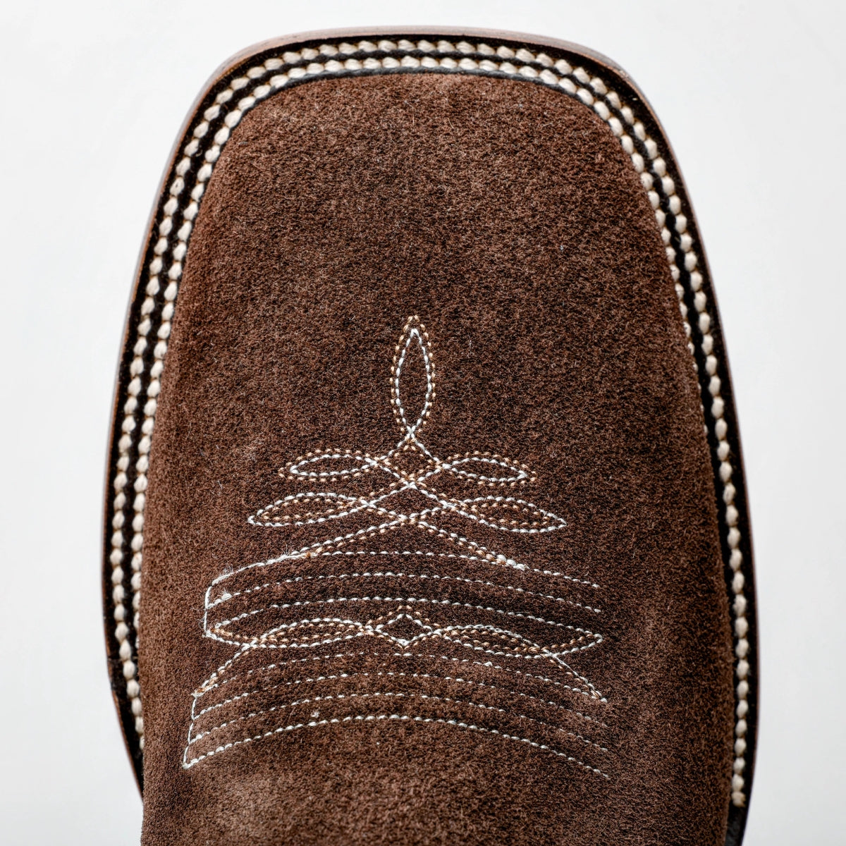 Men’s Chocolate Brown Rough-Out Western Boots, Square Toe Leather Cowboy Boots