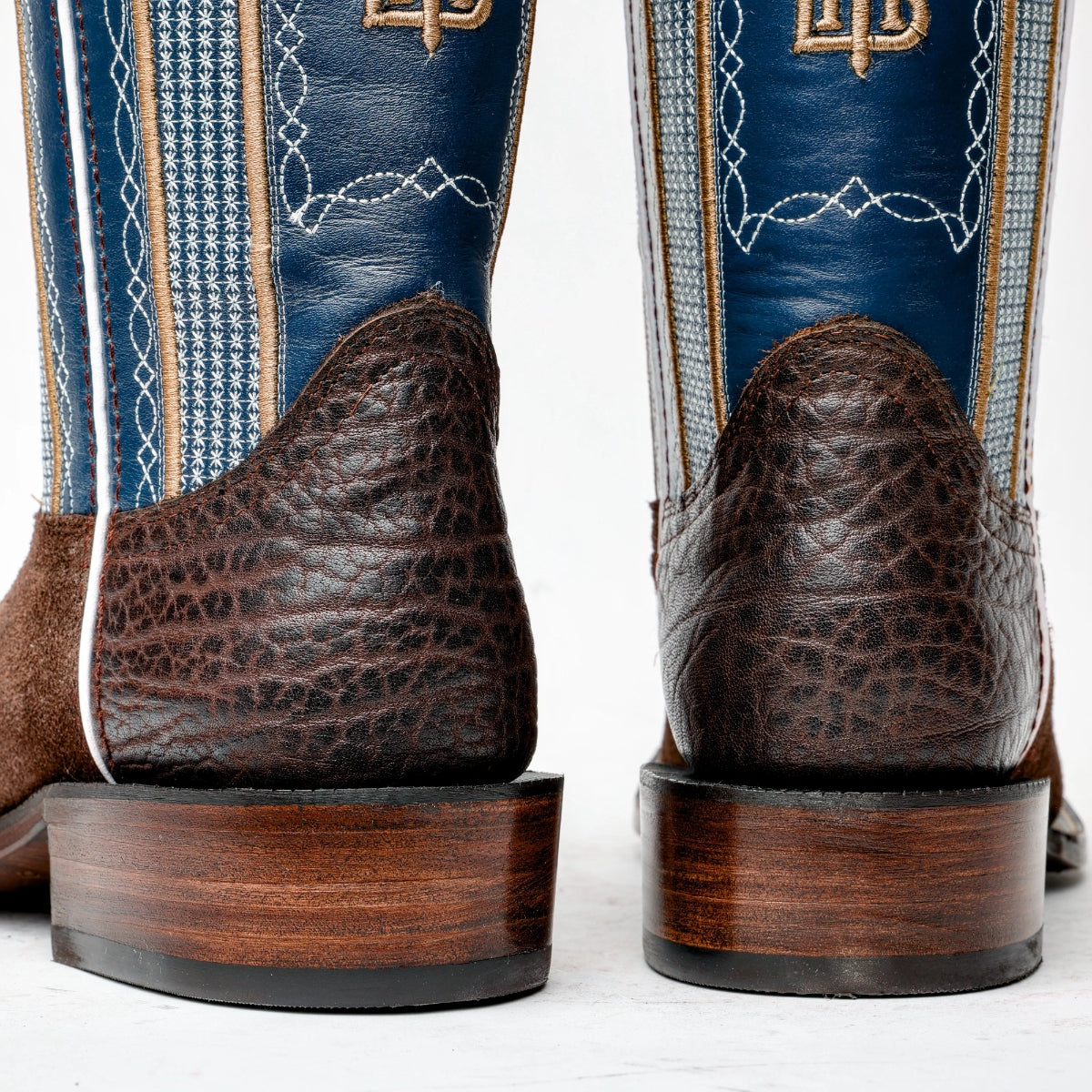 Men’s Chocolate Brown Rough-Out Western Boots, Square Toe Leather Cowboy Boots