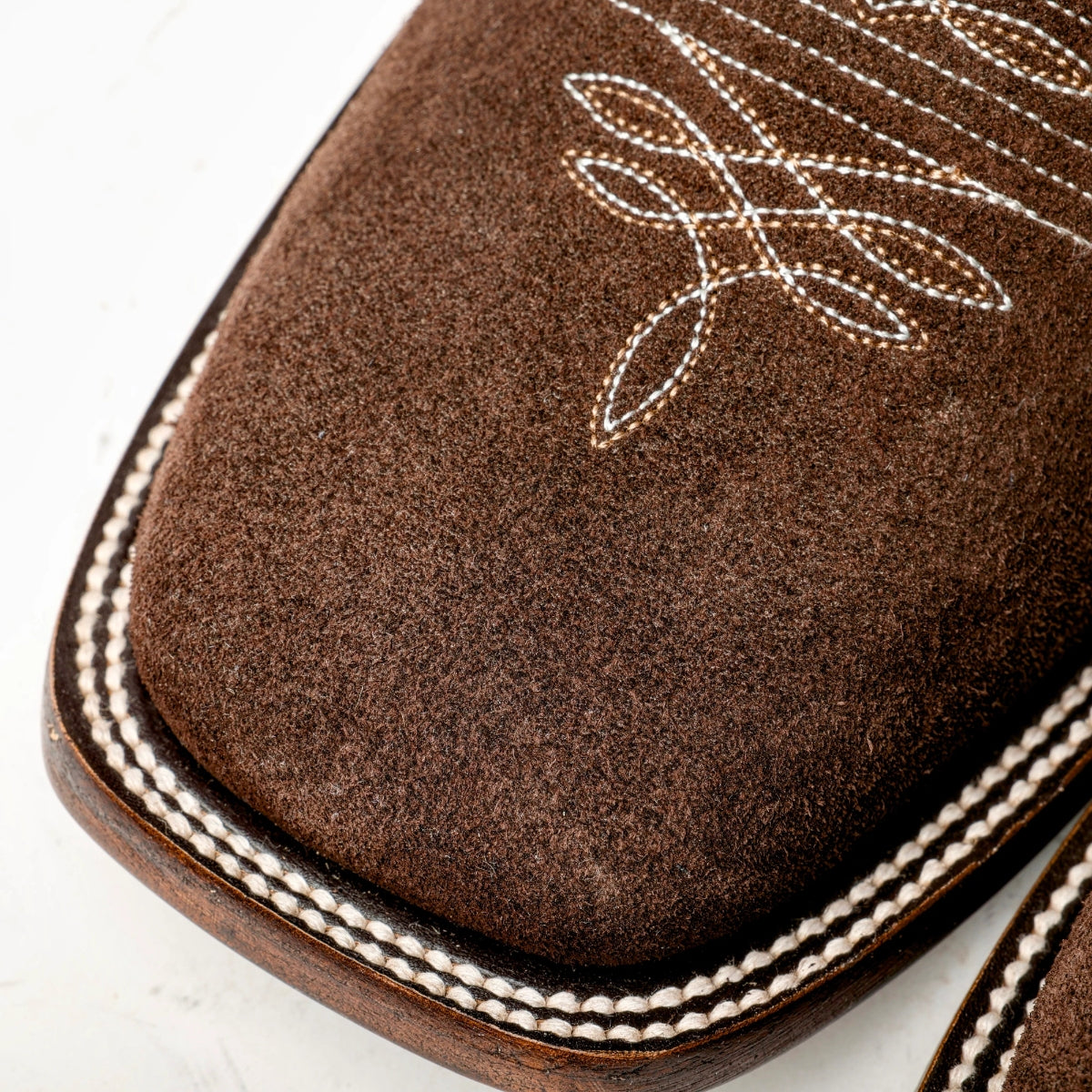 Men’s Chocolate Brown Rough-Out Western Boots, Square Toe Leather Cowboy Boots