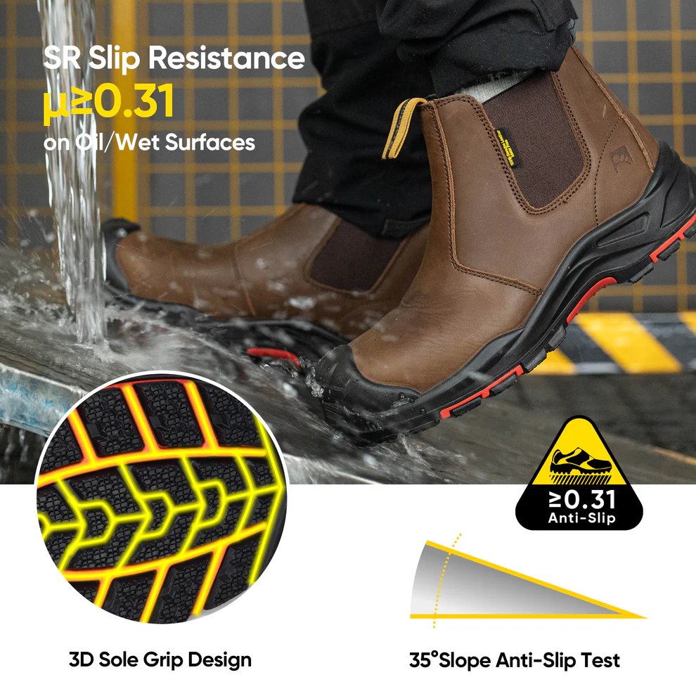 Men’s Composite Toe Chelsea Safey Boots with Anti-Puncture Plate