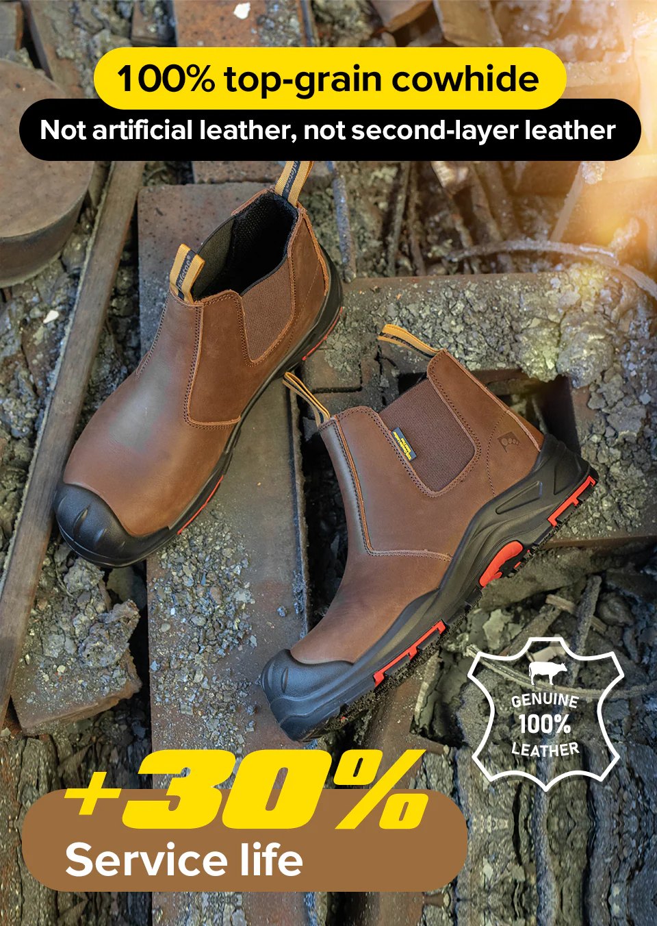 Men’s Composite Toe Chelsea Safey Boots with Anti-Puncture Plate
