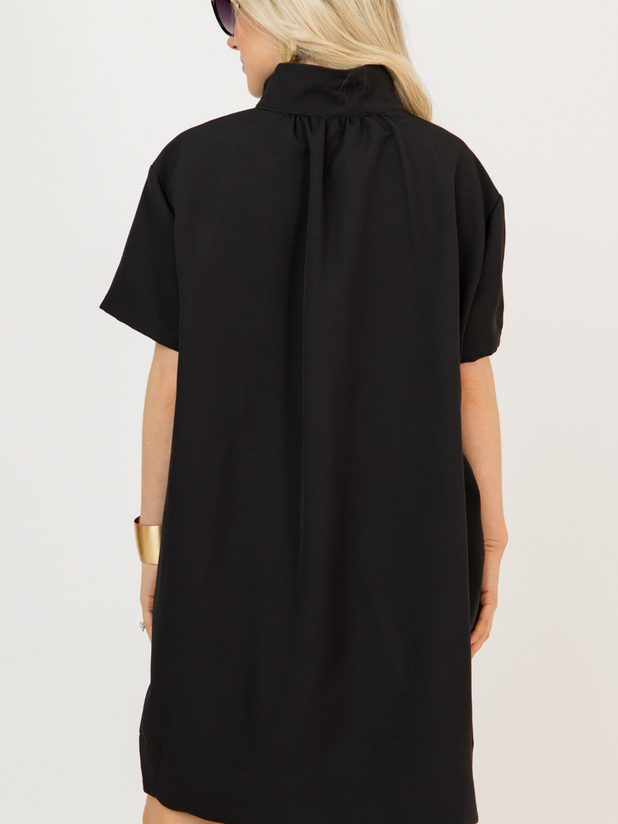 Black Ruffled Collar Shift Dress