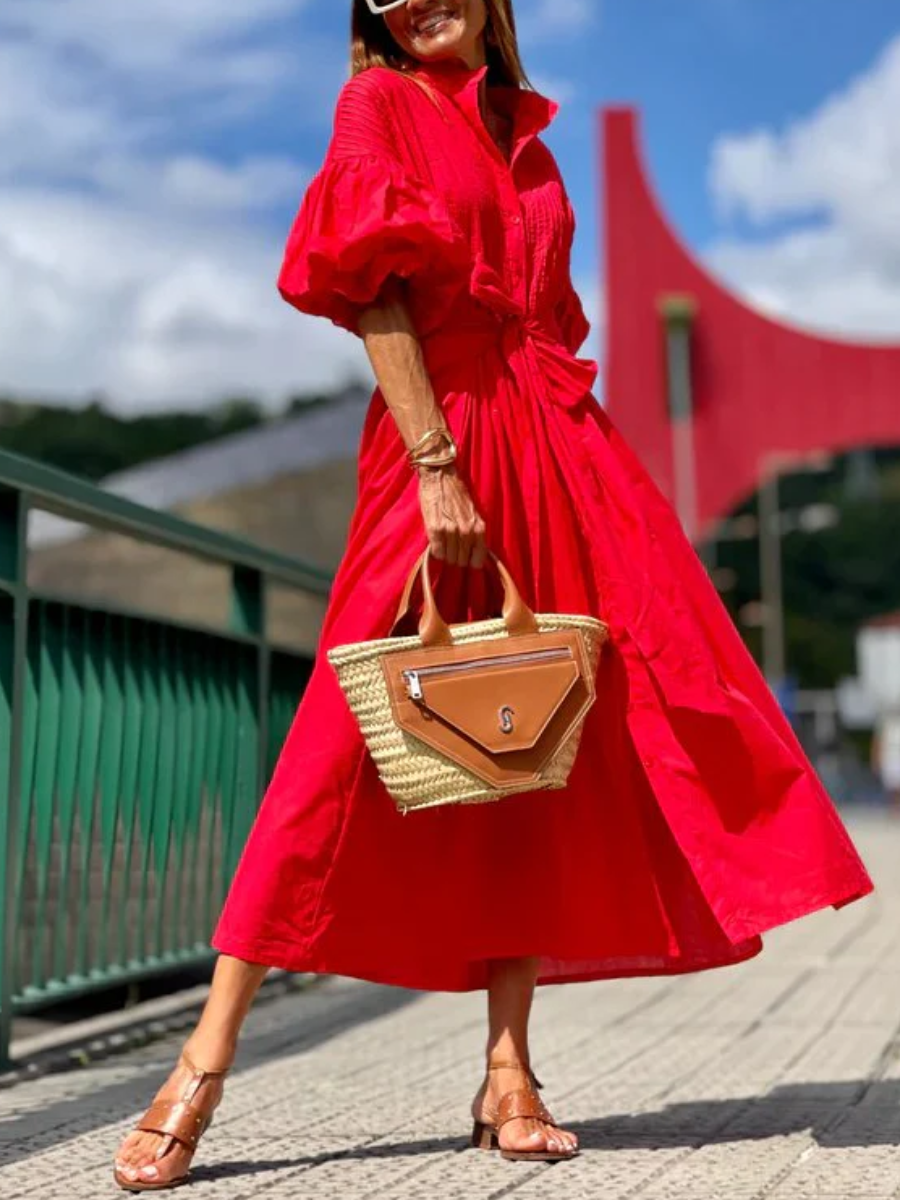Relaxed Button-Down Midi Dress