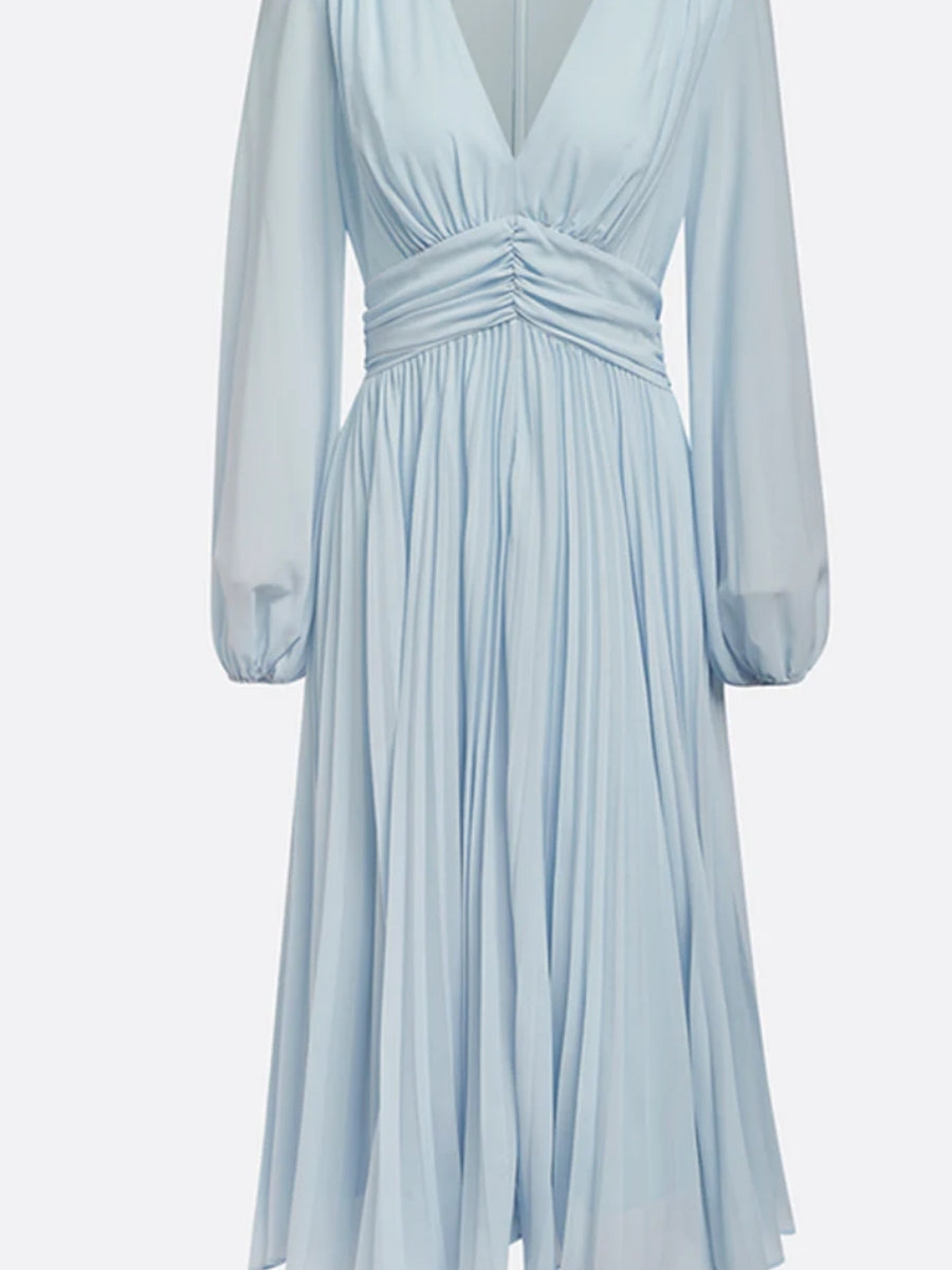 Dreamy V-Neck Plain Midi Dress