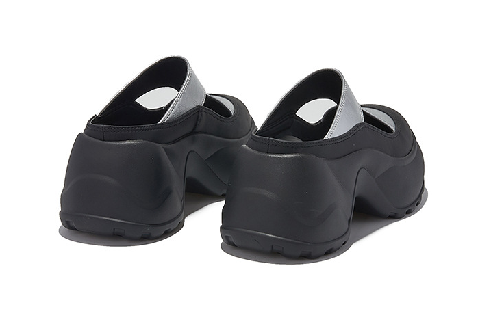 Chunky Platform Slide Sandals | Black Silver Casual Mule Clogs