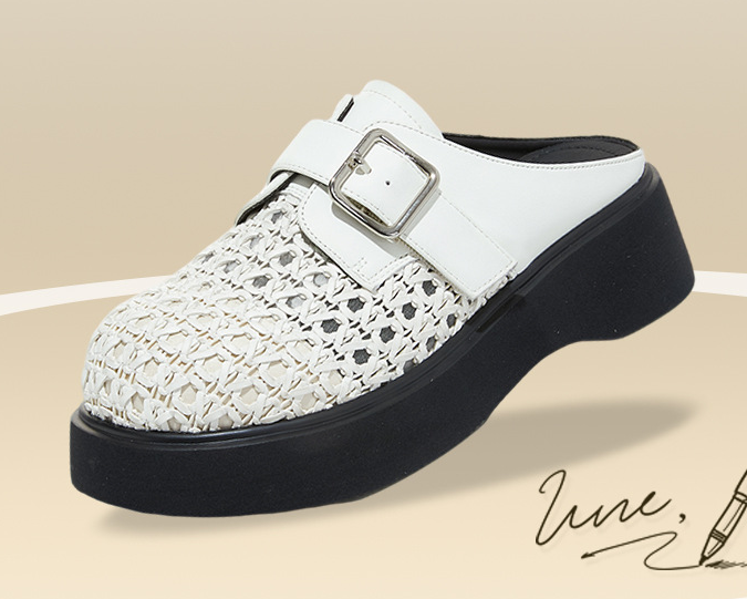 Lace Crochet Platform Mules | Buckle Strap Slip-On Wedge Clogs