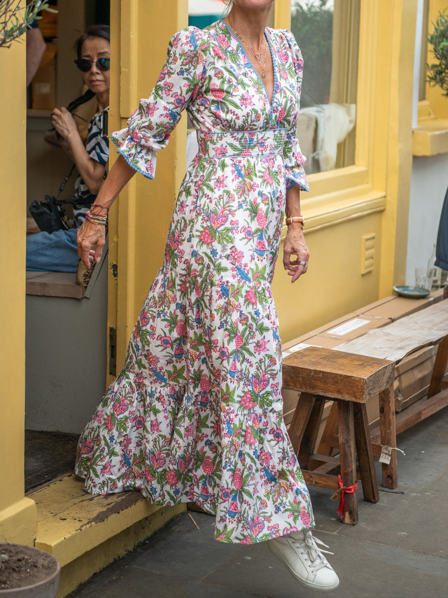 Floral V-Neck Tiered Maxi Dress