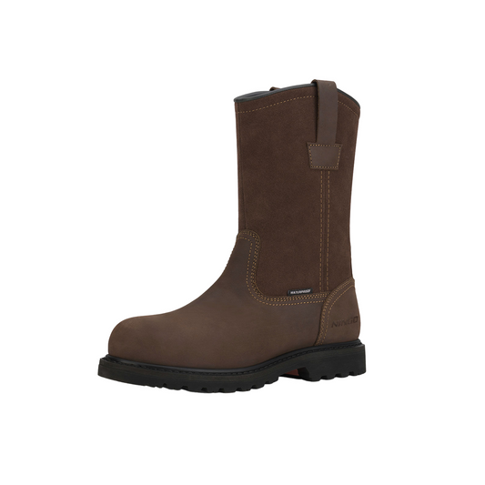 Men's Waterproof Wellington Work Boots, 10-Inch Pull-On Safety Boots with Composite Toe