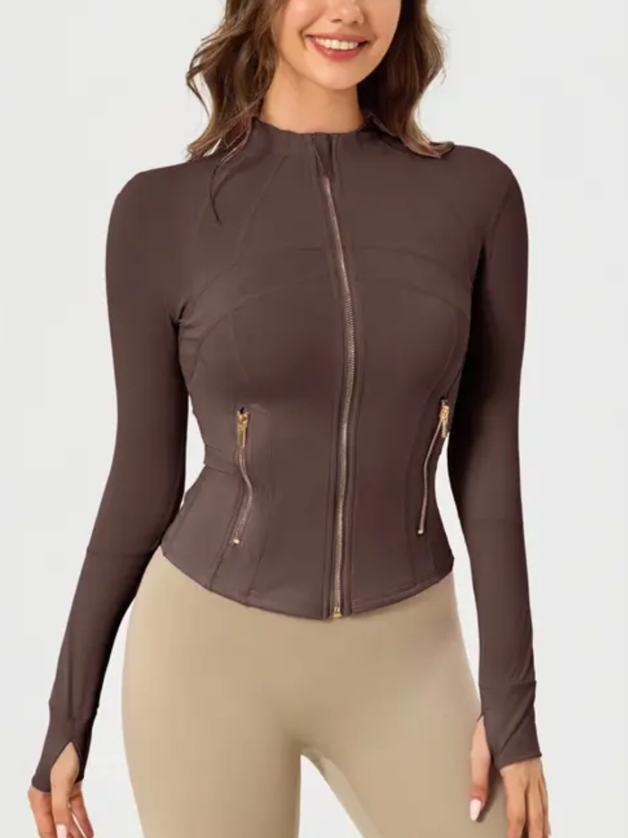Sculpting BBL Zip Jacket – Gold Tone With Pockets